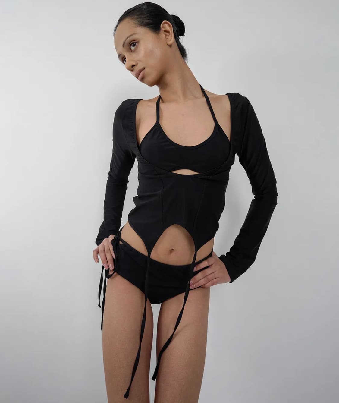 나체 수영복 3-PIECE GARTER SWIM SUIT BLACK 상품이미지1