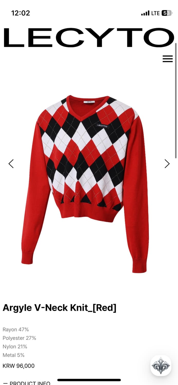 레씨토 argyle v-neck knit red 상품이미지2