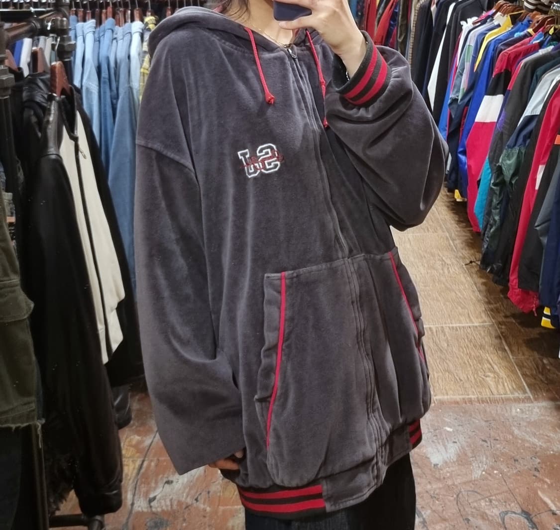 [Hi] vtg 빈티지 벨벳 져지 그레이 상품이미지2