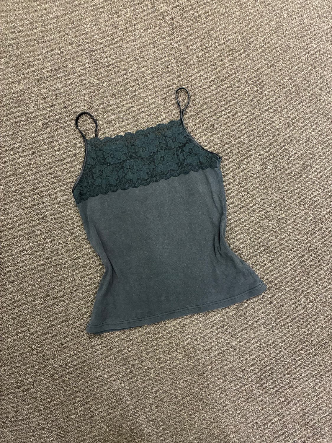 L)Japanese vintage 여성 레이스 디테일 블랙 나시 상품이미지1