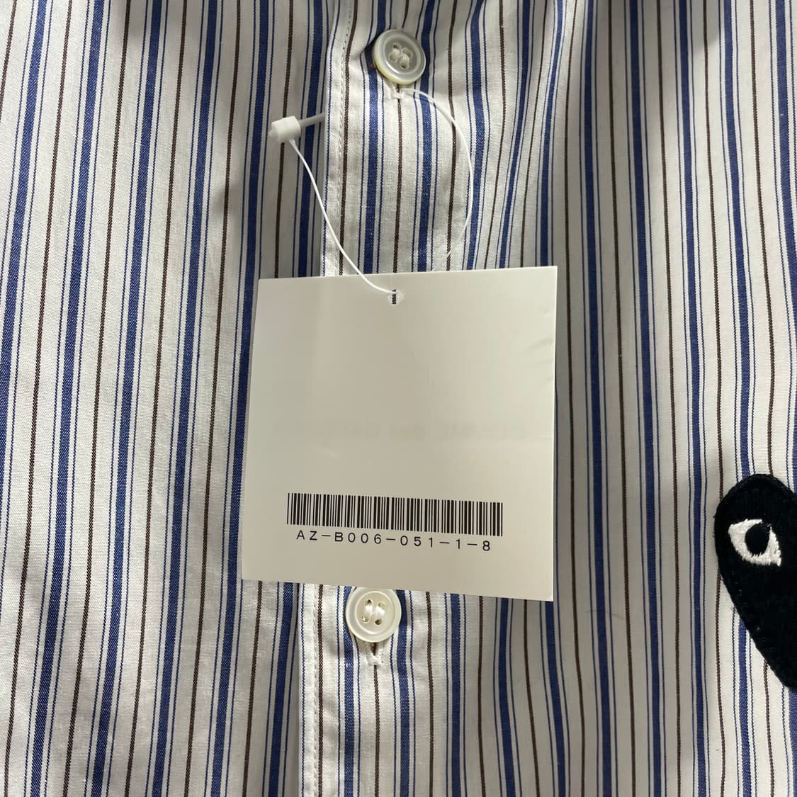 꼼데가르송/ 블랙하트 스트라이프 셔츠/ XL 상품이미지7