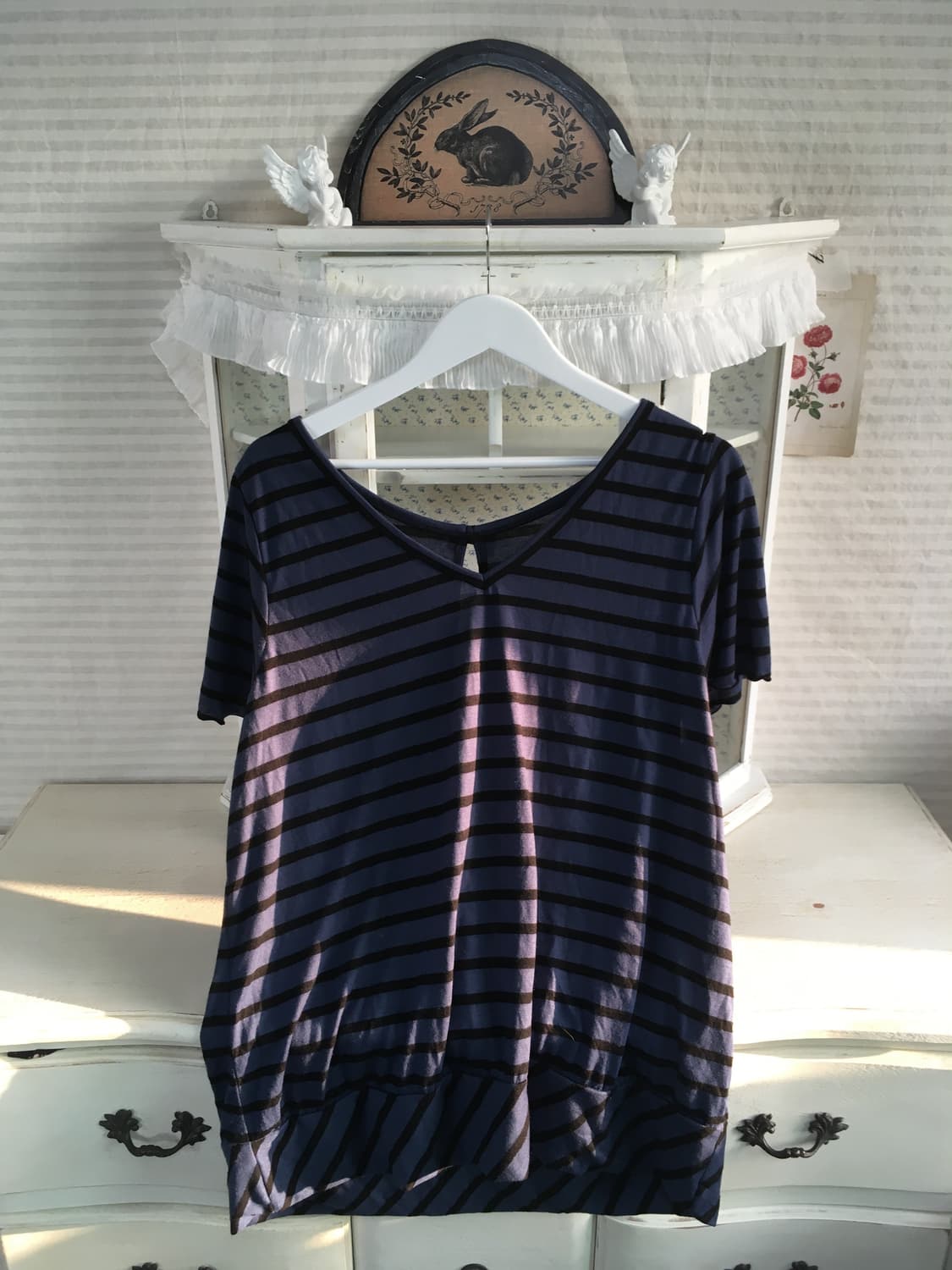 일본빈티지 스트라이프 반팔 블라우스 상품이미지8