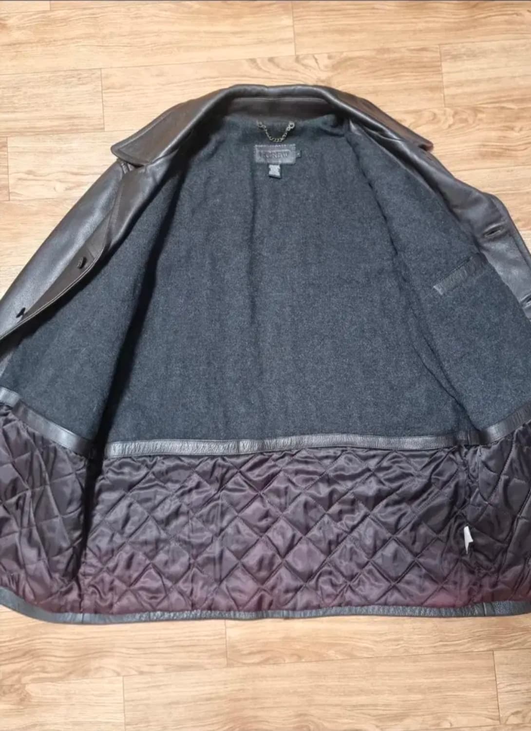 90's J.CREW 다크브라운 레더 카코트 L사이즈 상품이미지5