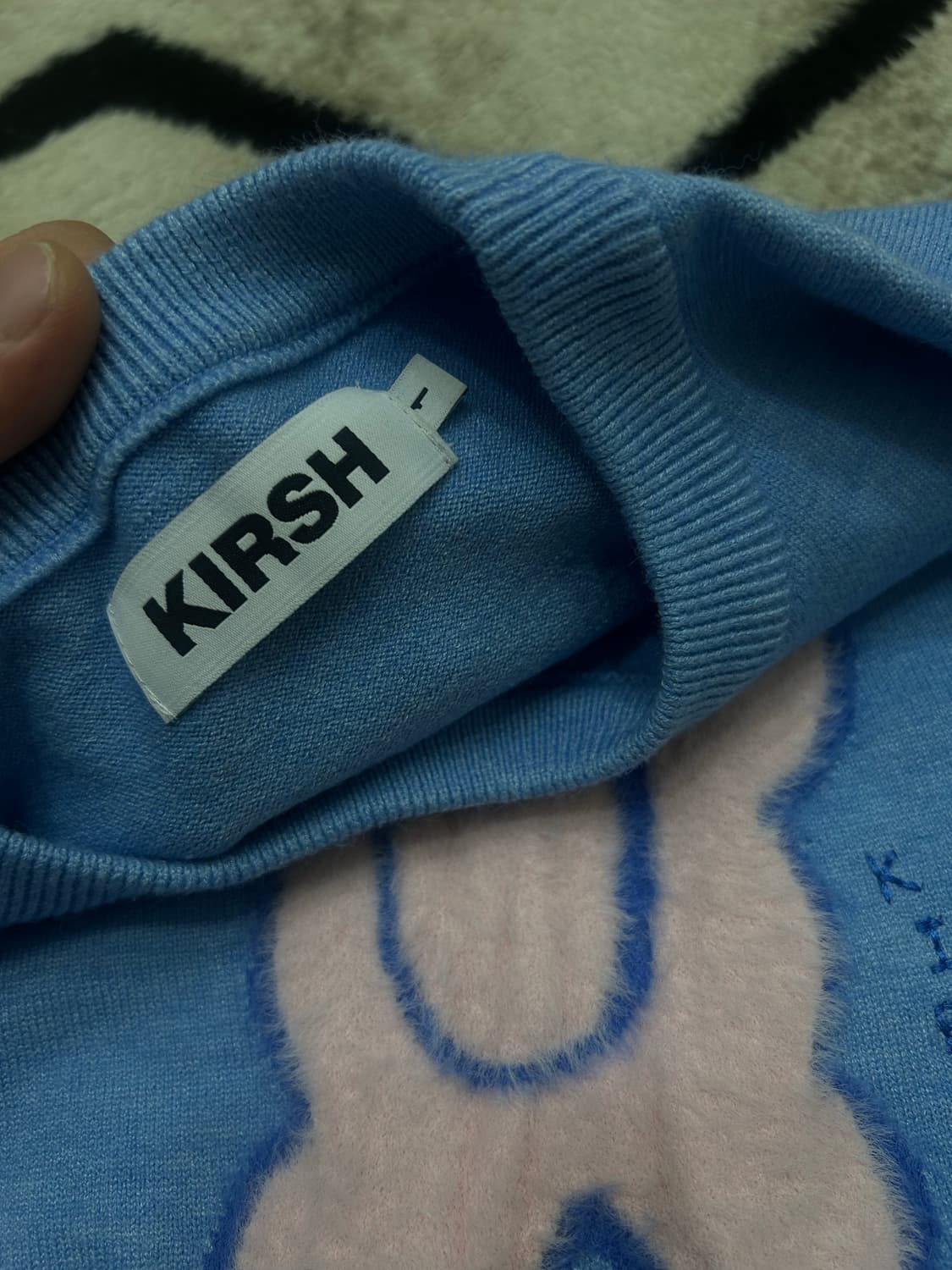 [1]키르시 위티버니 크롭 퍼로고 니트/스카이블루 상품이미지4
