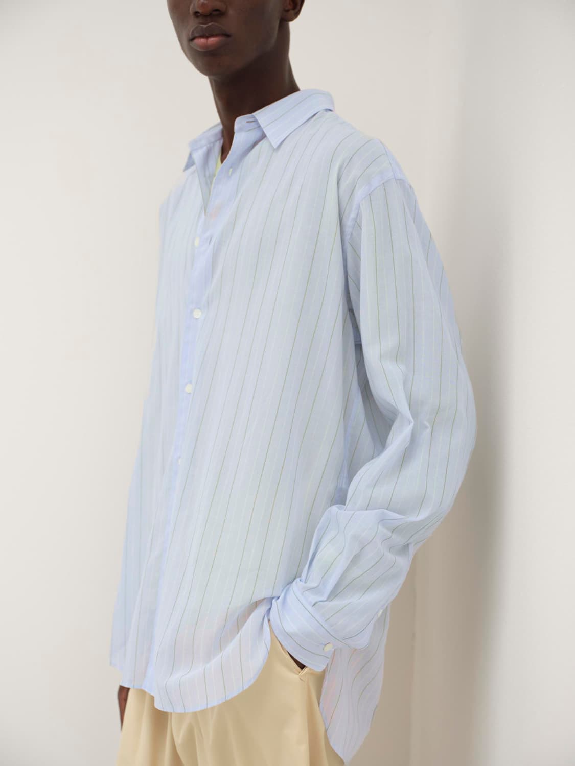 [3] 오라리 하드트위스트 스트라이프 셔츠 블루 상품이미지3