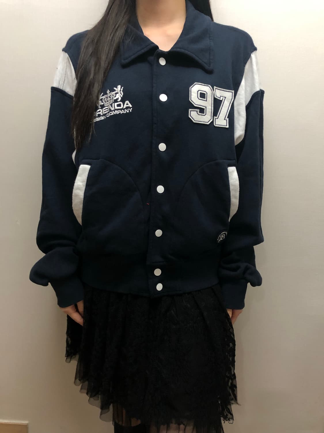 빈티지 프렌다 네이비 바시티 자켓 상품이미지1