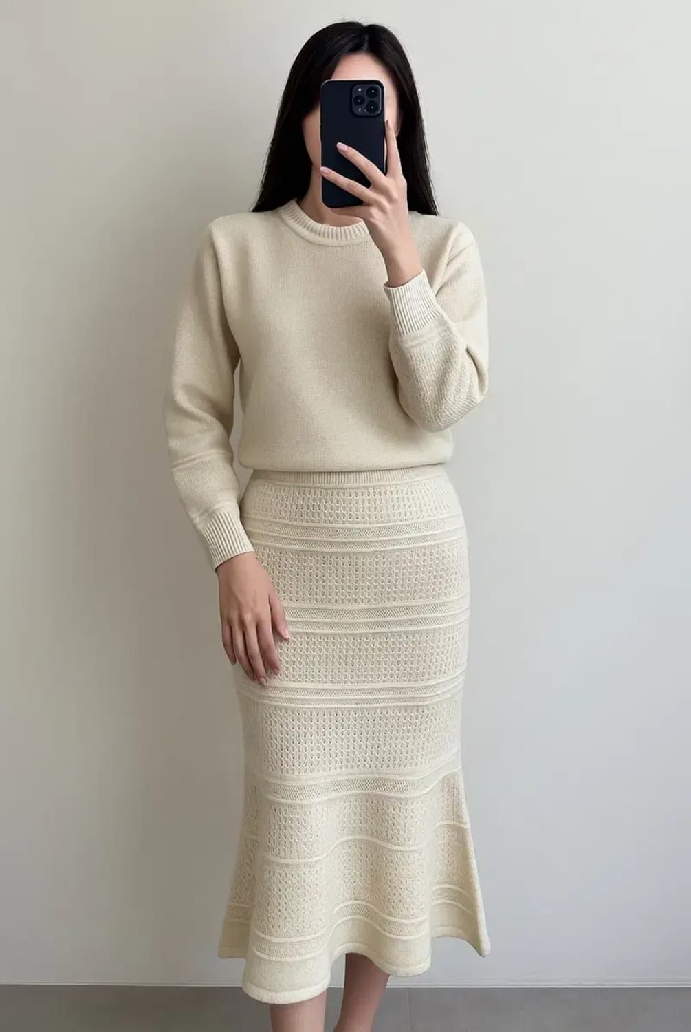 MINE 니트 투피스 세트 / 크림베이지 (FREE) 상품이미지1