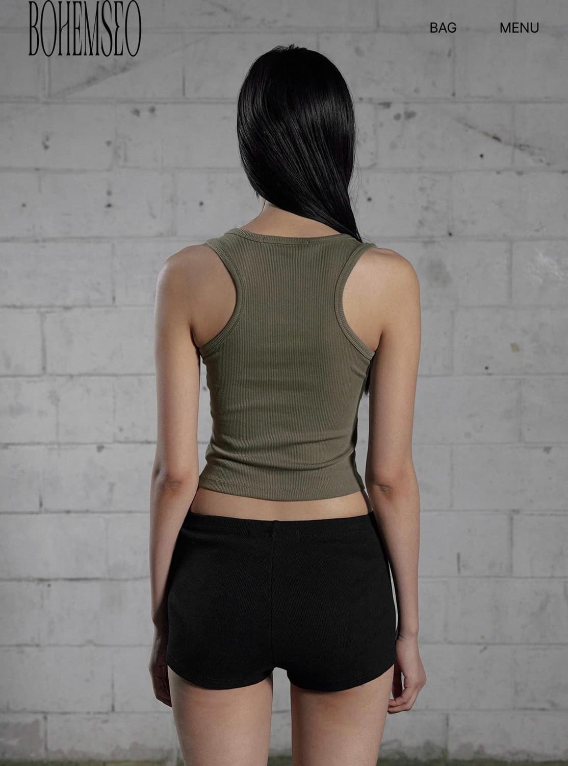 보헤미안서울 베이직 슬리브리스 카키 상품이미지2