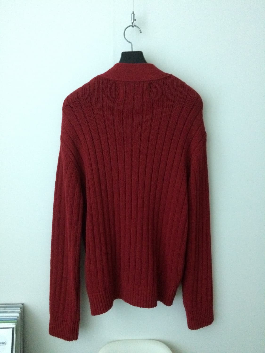 [M] 세터 파로 오버 사이즈 부클 가디건 버건디 레드 상품이미지4
