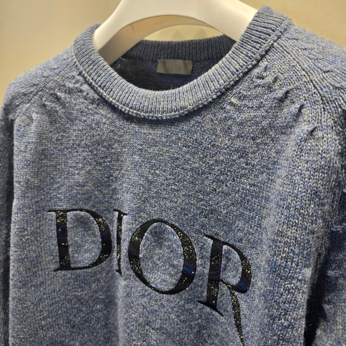 [중고/정품] 디올 피터 도이그 레터링 로고 울 니트 XL (블루) 상품이미지3