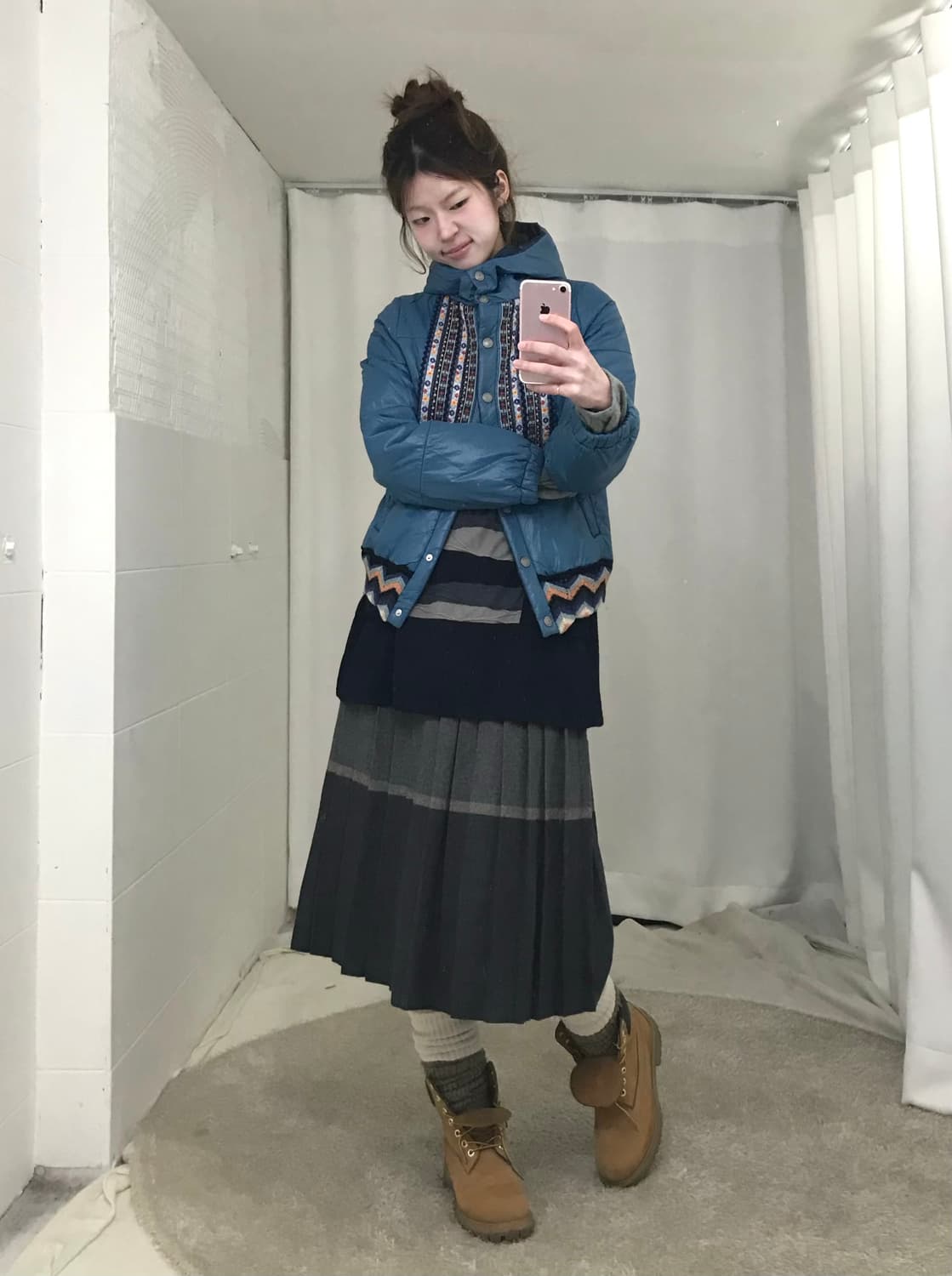 빈티지 블루 몽골 하구미 소녀 코디 세트 상품이미지1