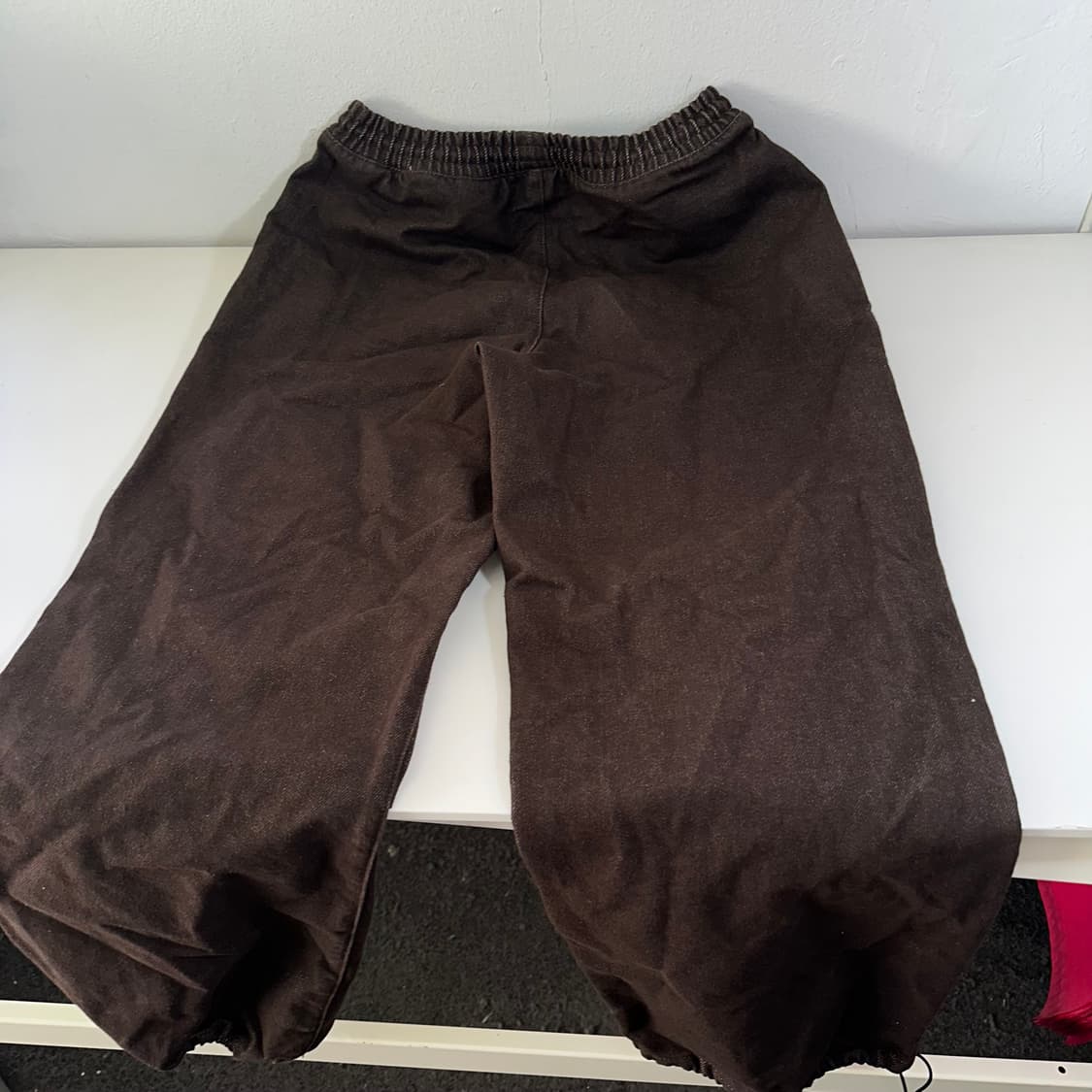 L 커스텀어클락 딥브라운 루즈핏 밴딩 데님팬츠 청바지 상품이미지6