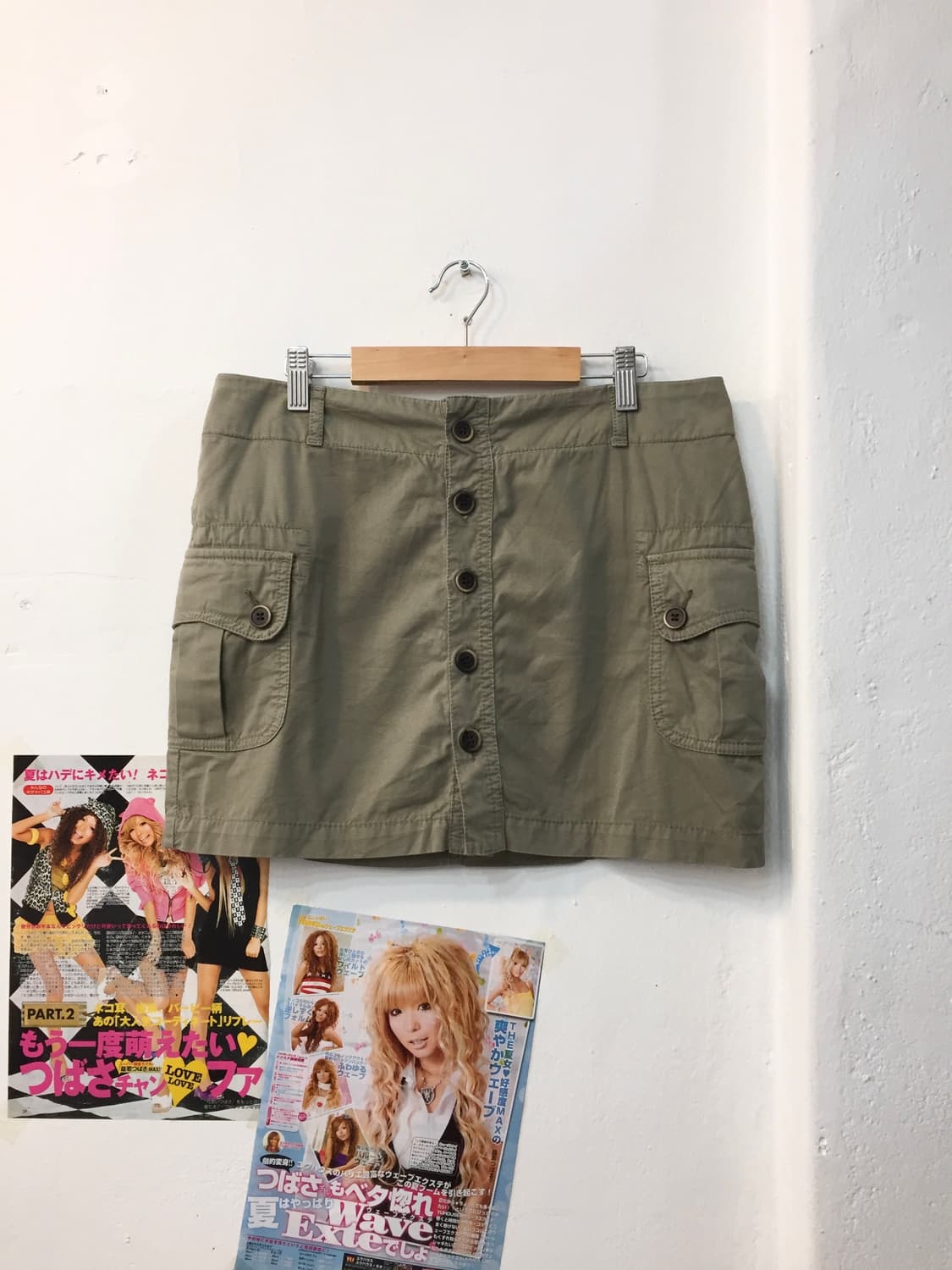 버튼 카키 카고 스커트 상품이미지1