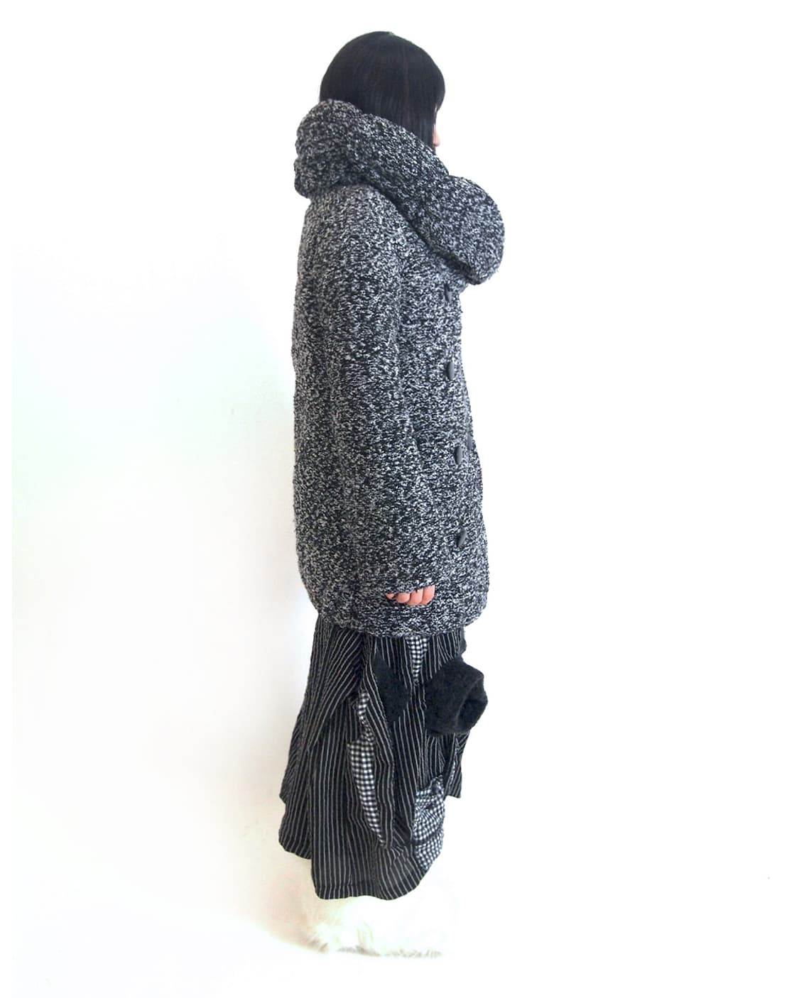 Cloud puff collar thick bokashi coat 상품이미지3