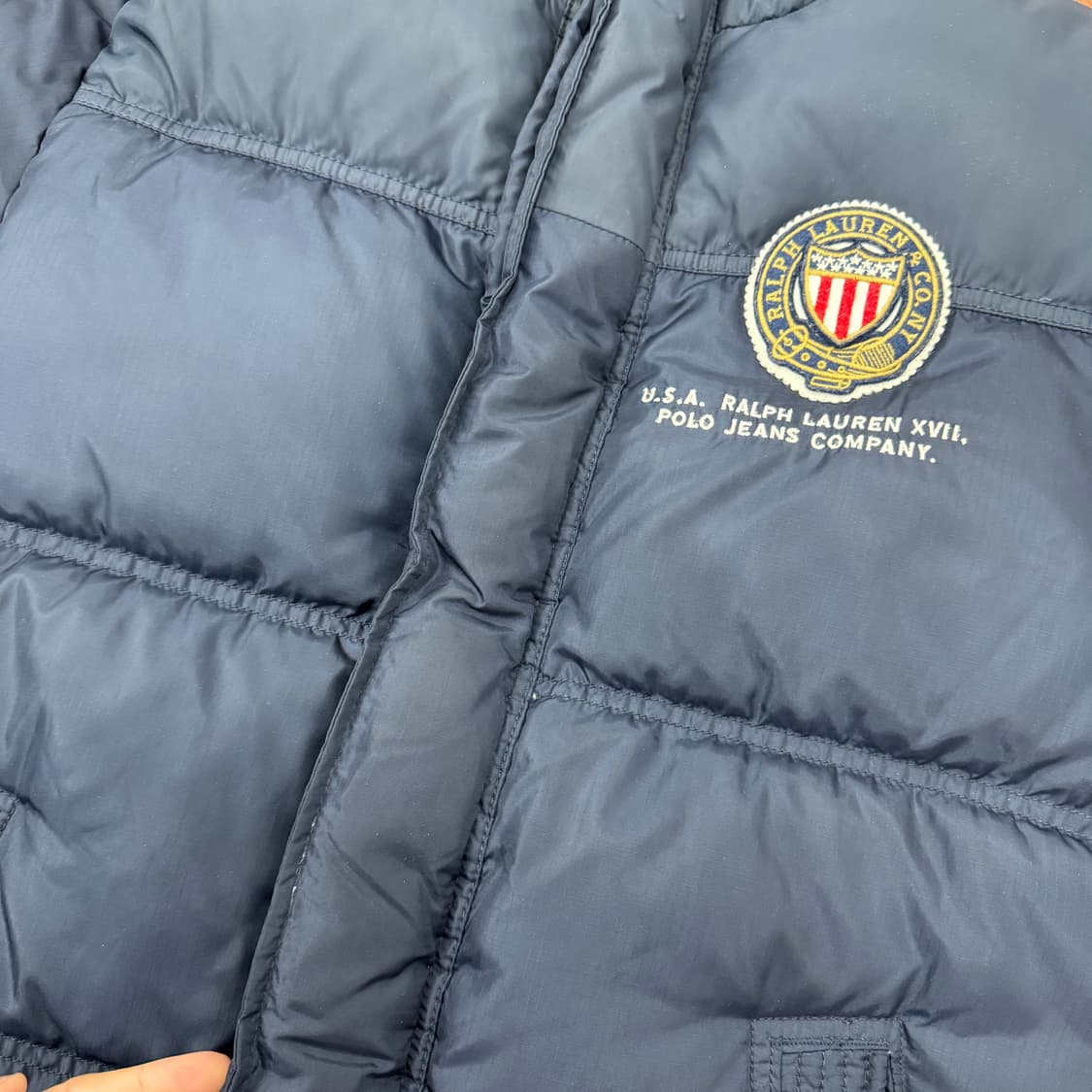 M(100) 폴로 랄프로렌 성조기 와펜 네이비 구스다운 패딩 자켓 상품이미지5