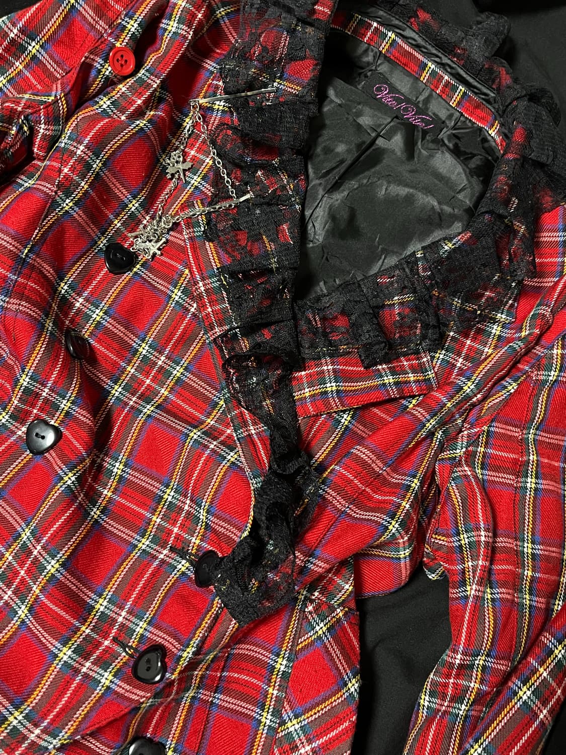 타탄체크 셋업 투피스 자켓 스커트 세트 펑크 고스 나나깔  상품이미지4