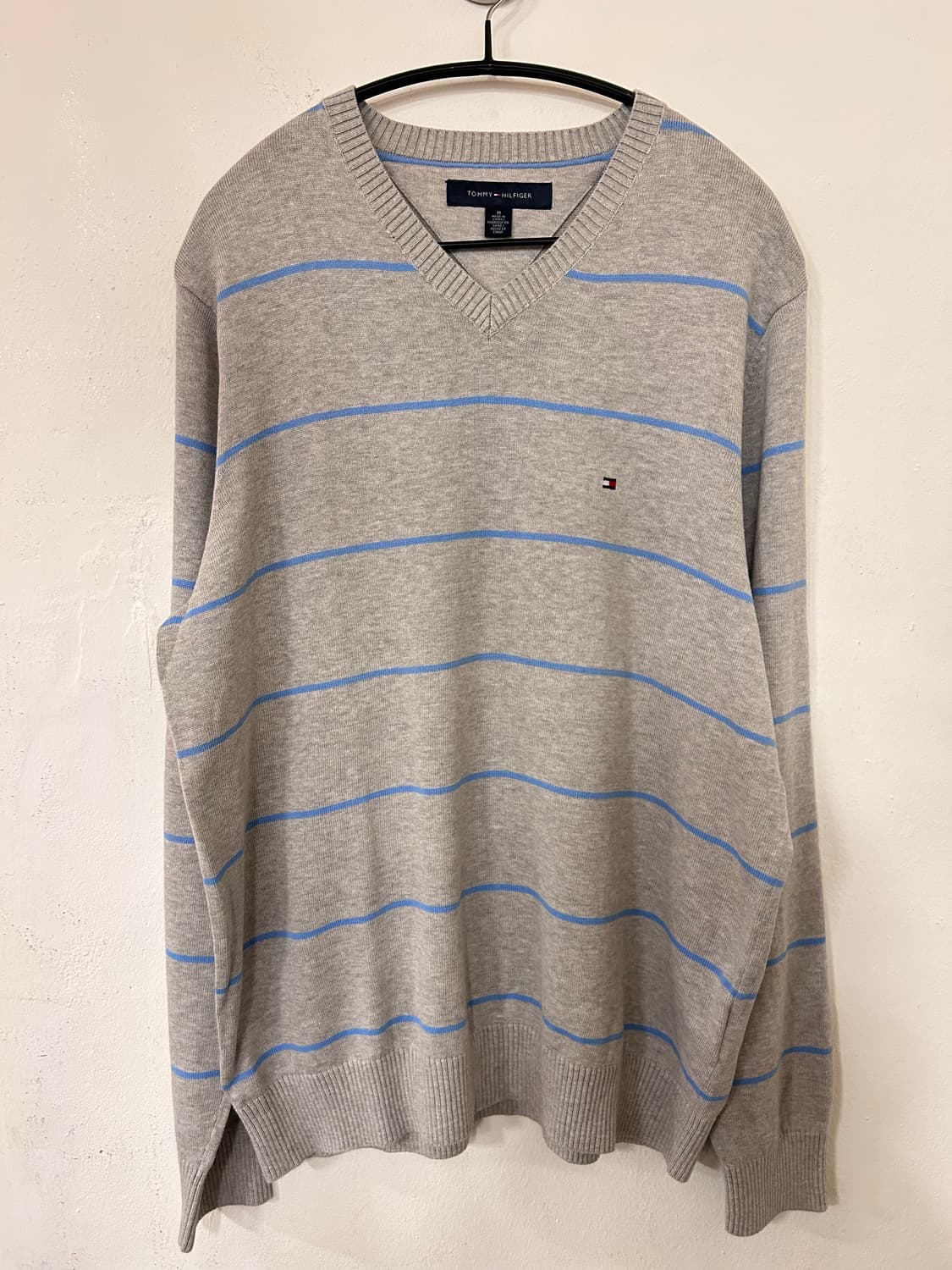 타미힐피거 스트라이프 V넥 니트 M 상품이미지1