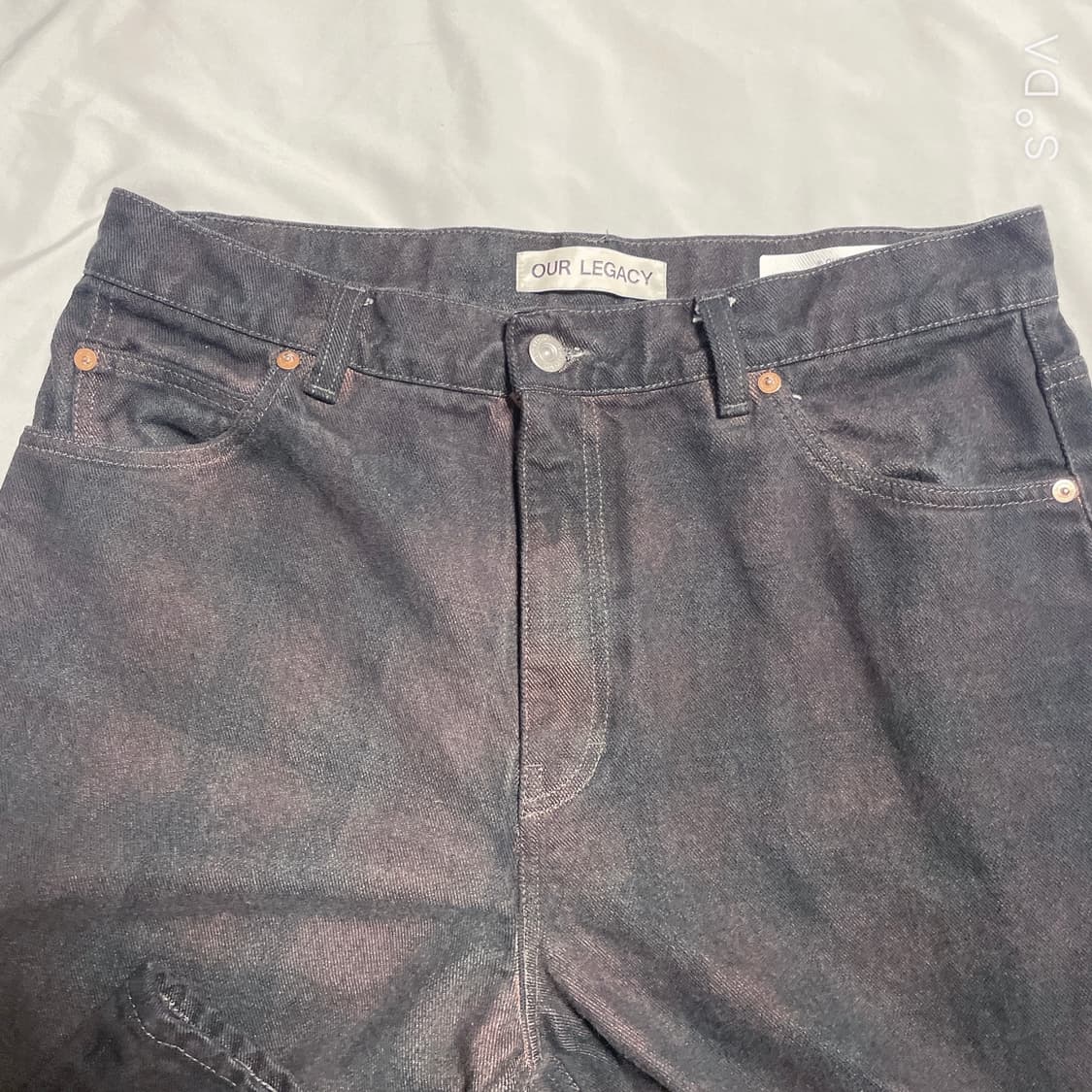 아워레가시 남성 바스트컷 오버다이드 럼버체크 데님 팬츠 48 상품이미지2