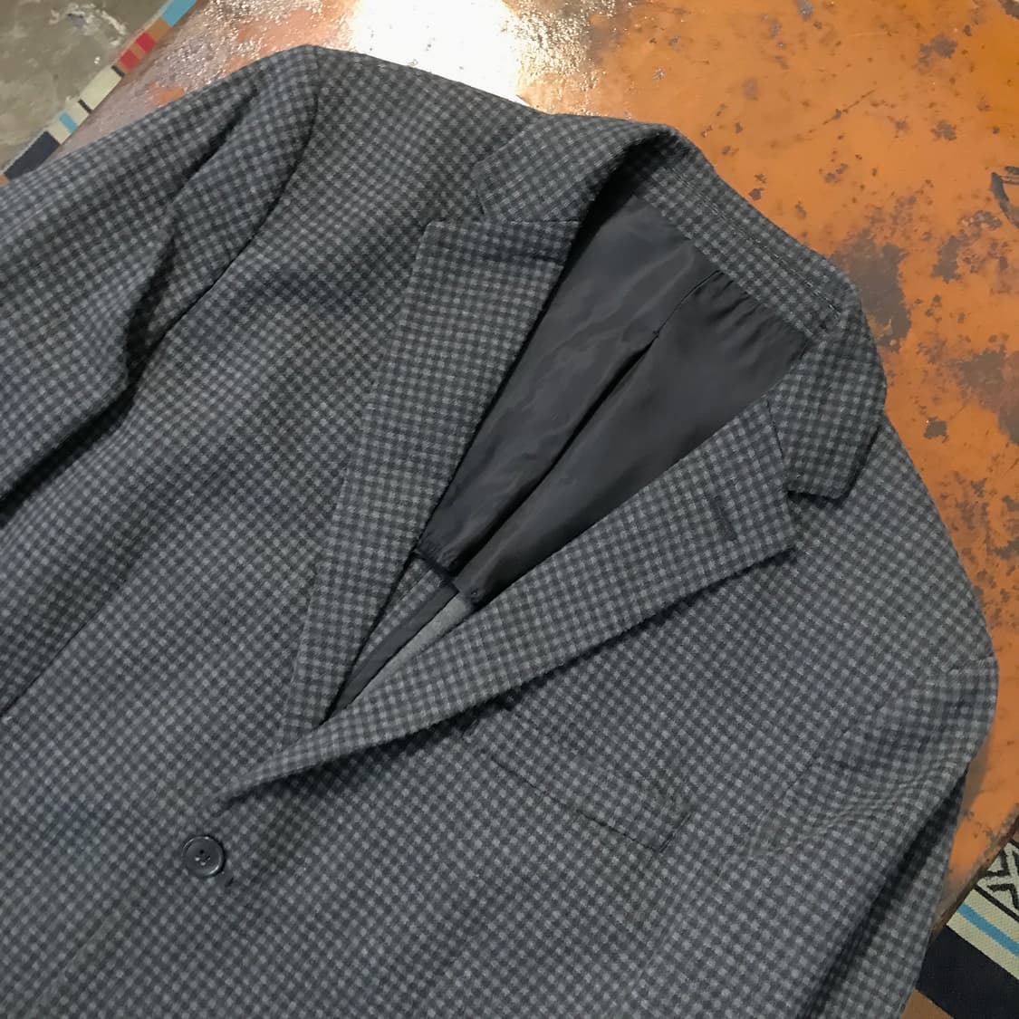 자라 차콜 그레이 깅엄 체크 투버튼 자켓 블레이저 남성 105 사이즈 상품이미지2