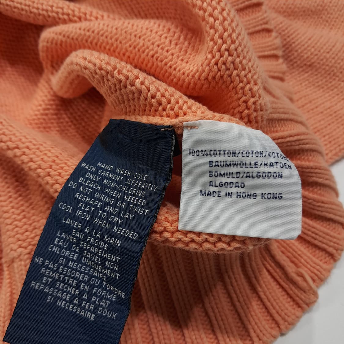 CL056 폴로 코튼 90s홍콩판 라이트블루포니 오렌지 브이넥 니트 상품이미지5