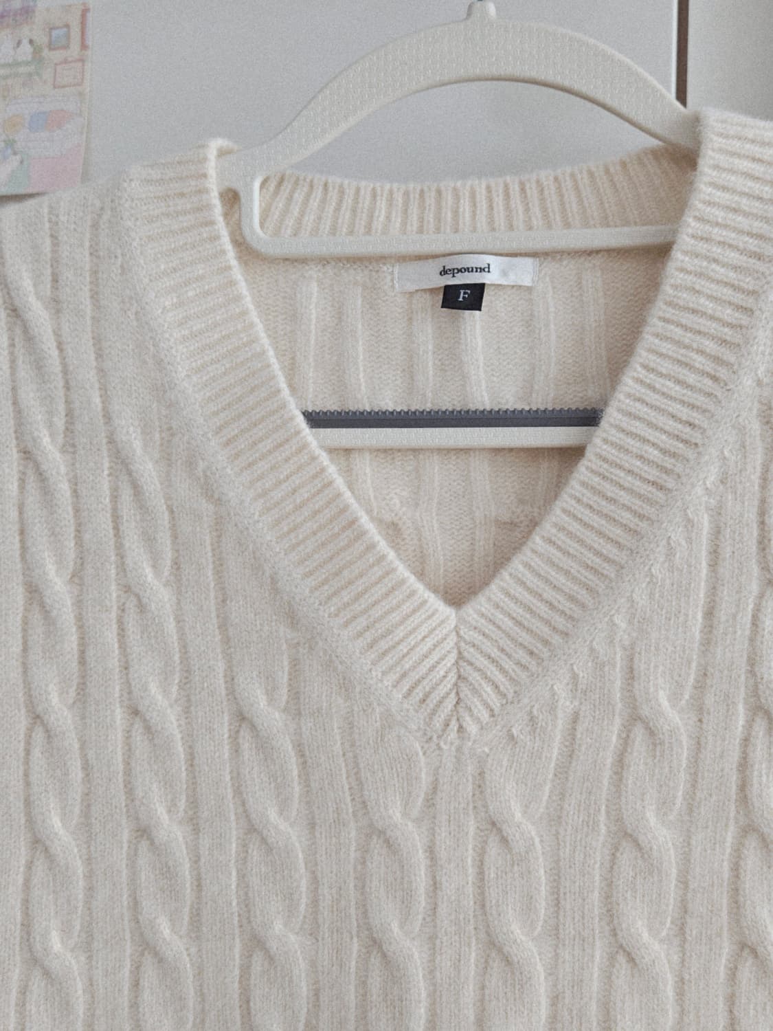 드파운드 아이보리 케이블 니트 베스트 상품이미지5