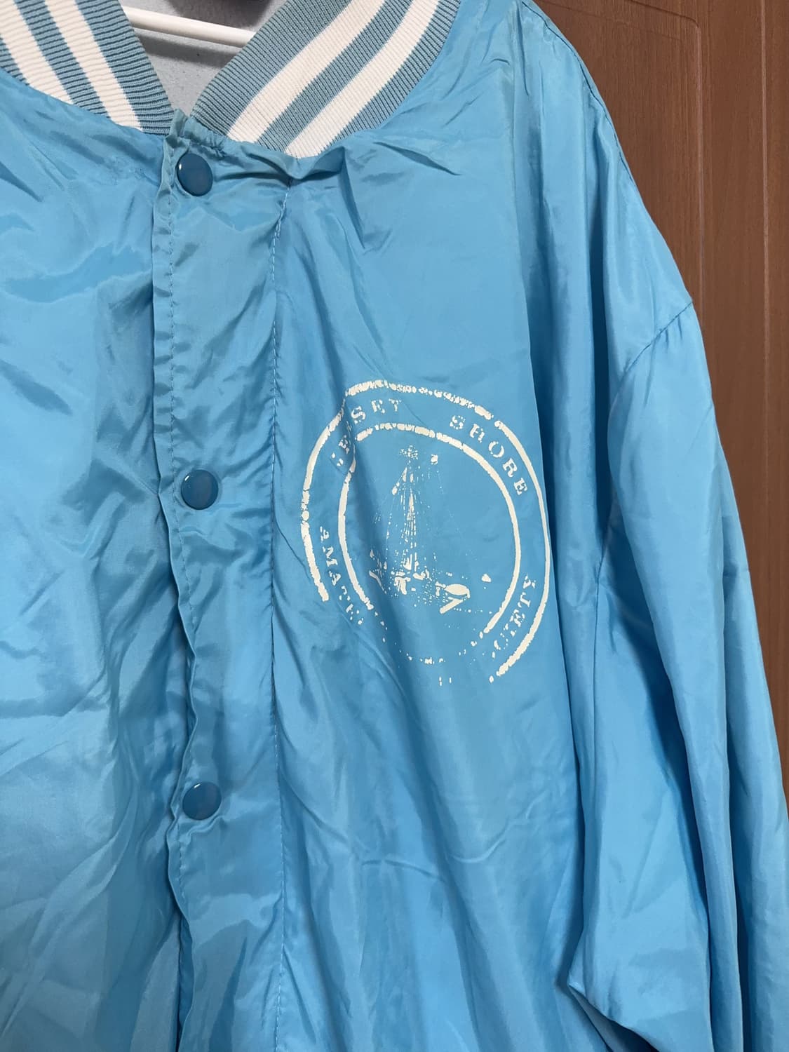 뉴욕 빈티지 서브컬쳐 아노깔 스카이블루 블루종 바시티 자켓 상품이미지4