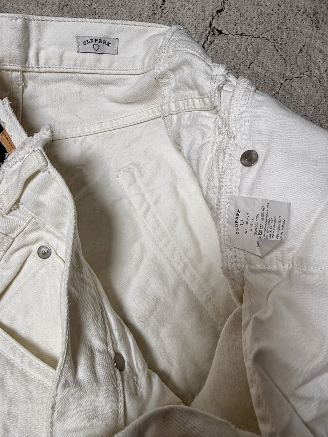OLDPARK ZIP BAGGY JEANS, WHITE L 상품이미지6