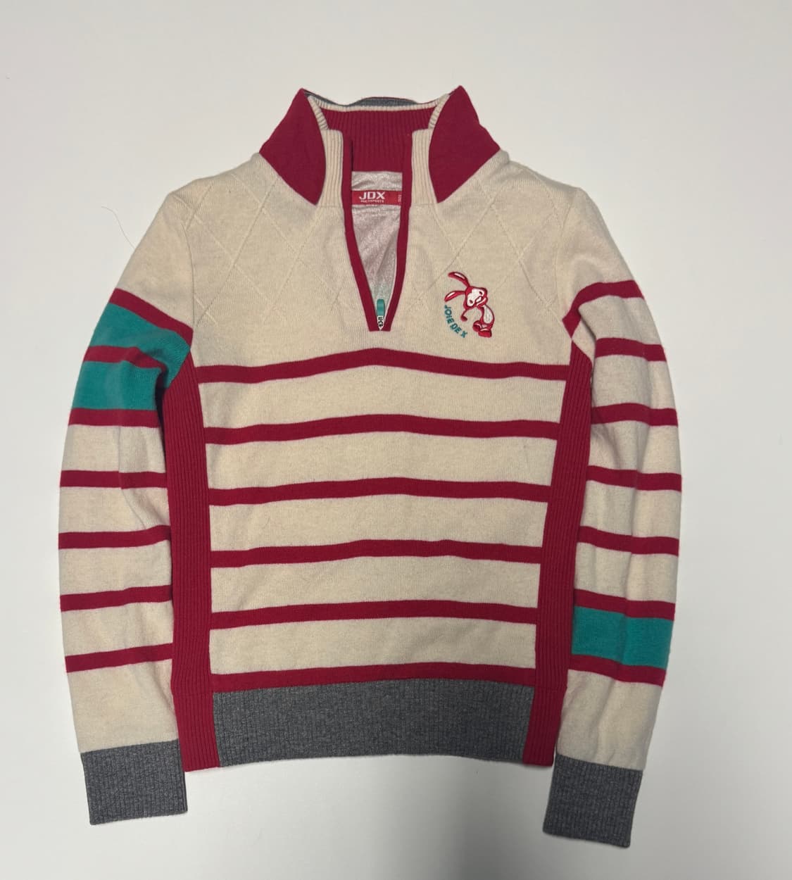 여성 JDX 골프 하프 집업 스트라이프 방풍 니트 s 상품이미지1