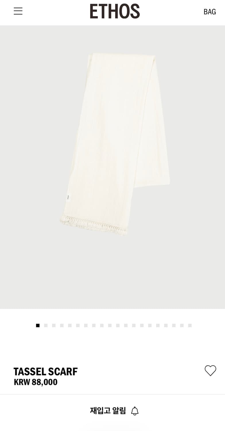 ETHOS 에토스 TASSEL SCARF 아이보리 새상품 상품이미지1