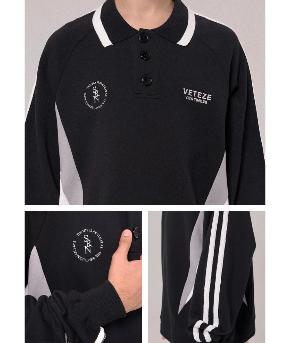 [베테제 X 소라노] 블록 럭비 맨투맨 Black  상품이미지3