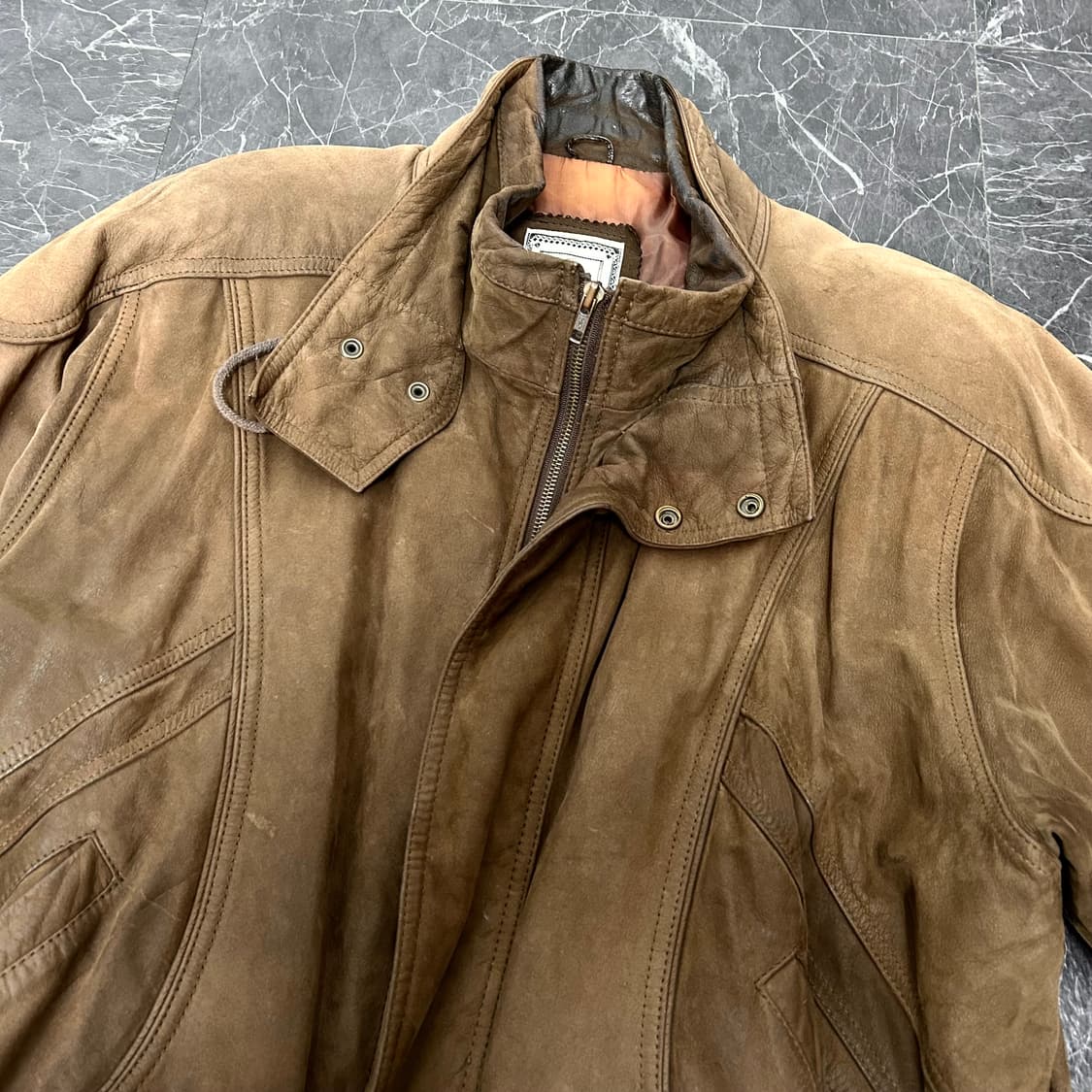 H.B Leather 90s 하이넥 소가죽 봄버 자켓 상품이미지7