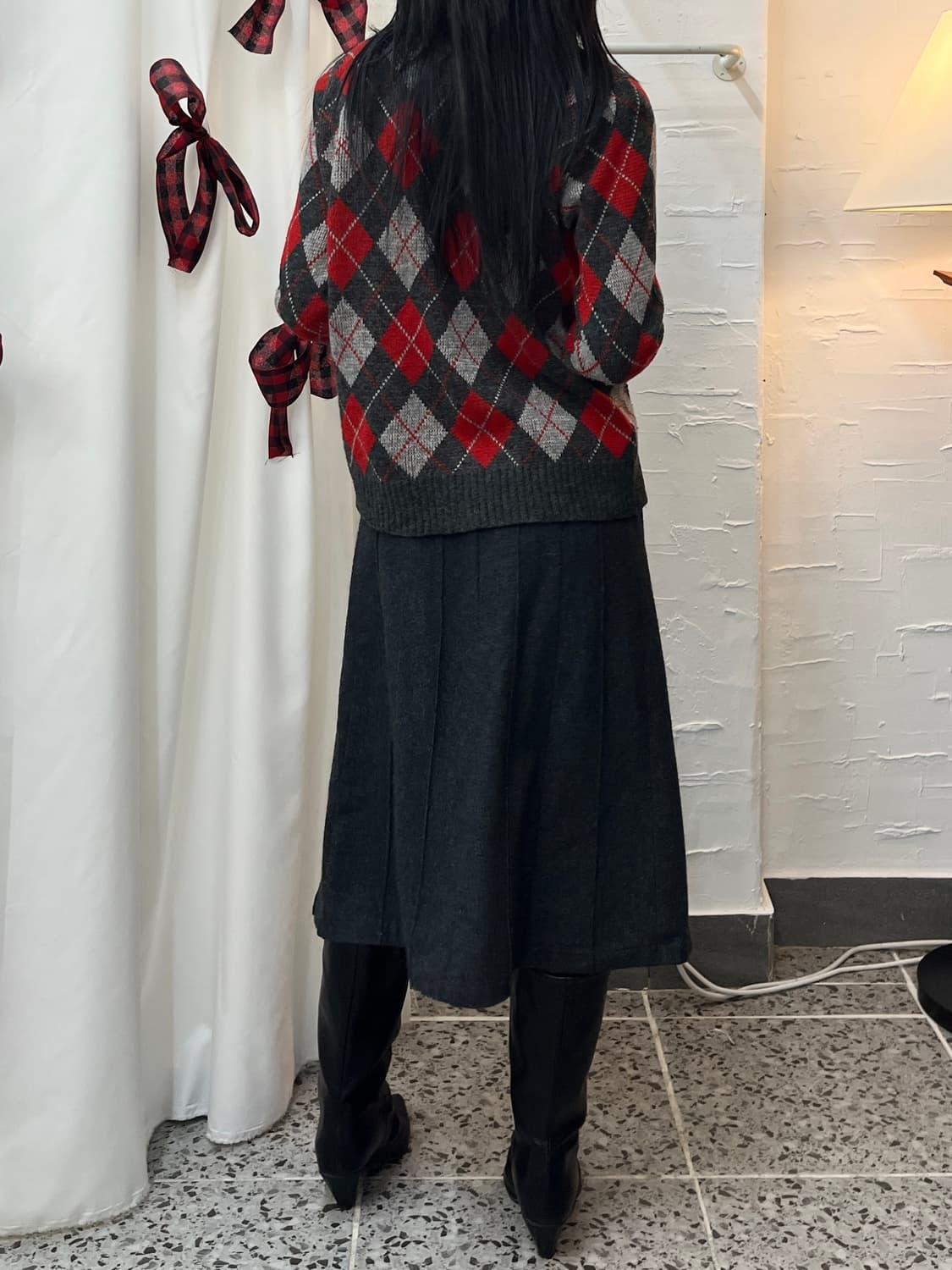 argyle knit cardigan 상품이미지4