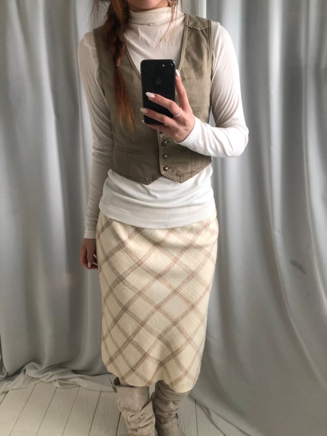 823. beige vintage vest  상품이미지4