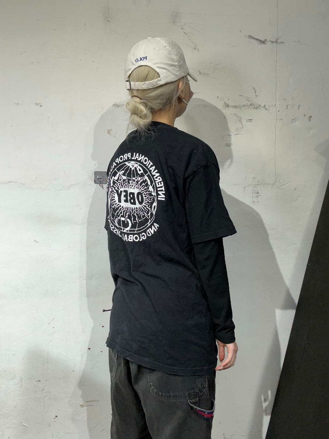 빈티지 블랙 화이트 빅 로고 반팔티 M 상품이미지3