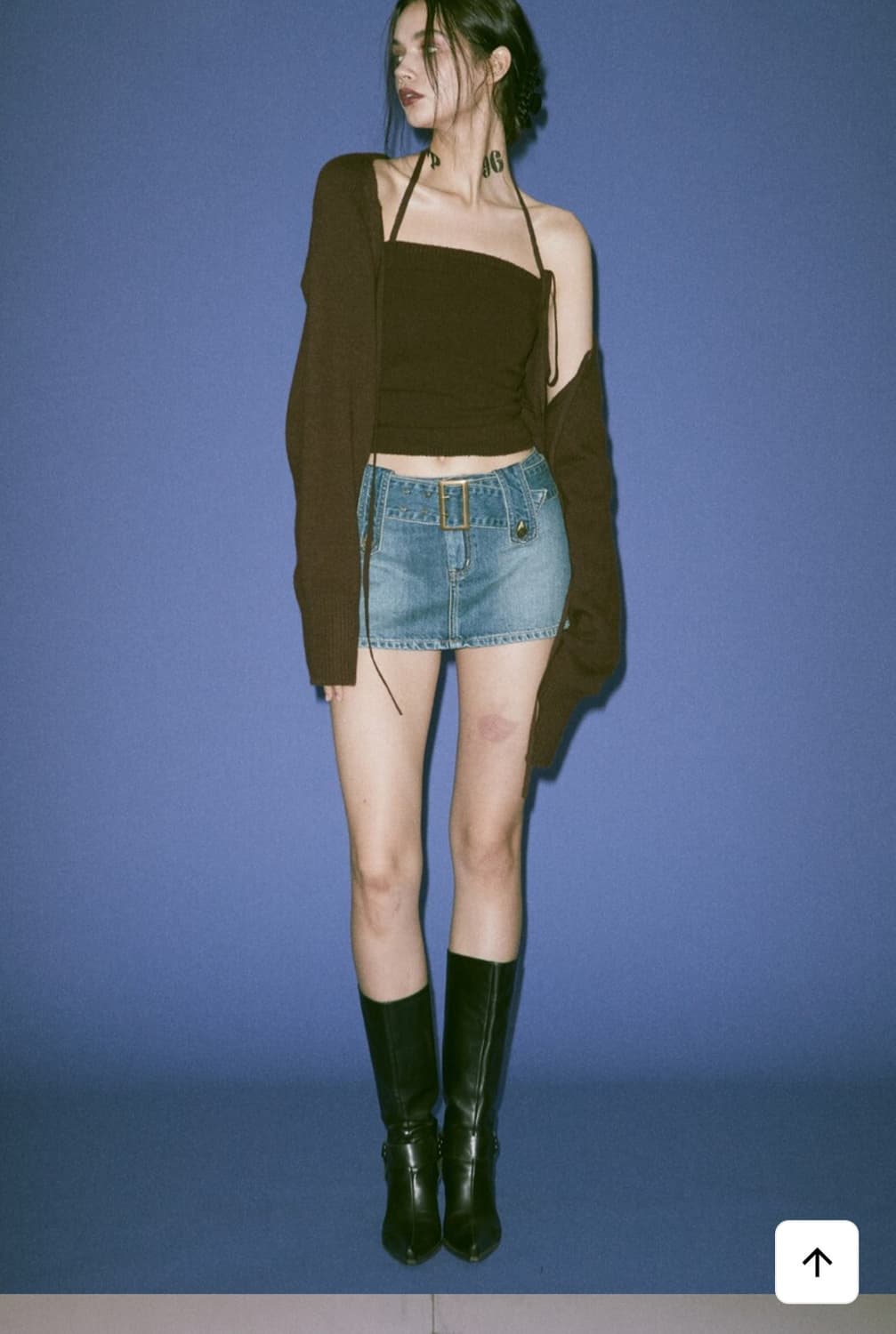 페인오어플레져 마스 데님 미니 스커트 상품이미지2