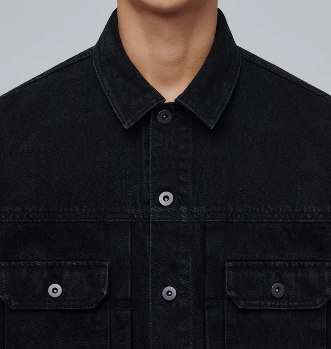 무탠다드 릴렉스드 데님 트러커 재킷 2 (워시드 블랙) 상품이미지2