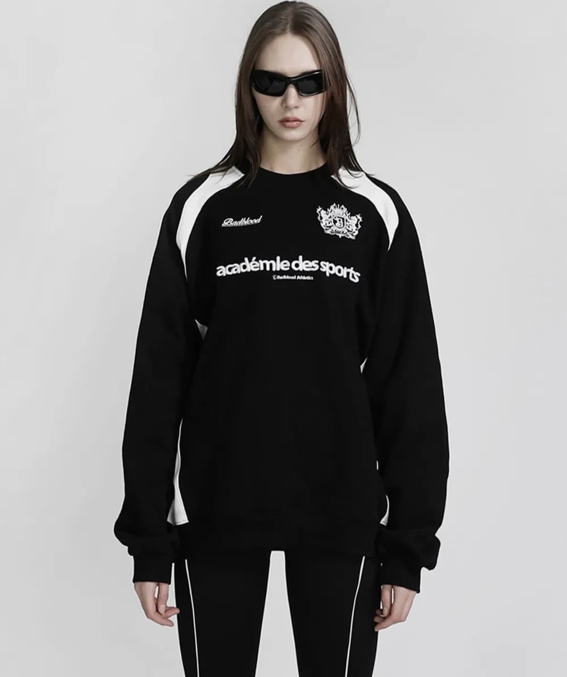 배드블러드 ADS 빈티지 패널 맨투맨 - 블랙 상품이미지1