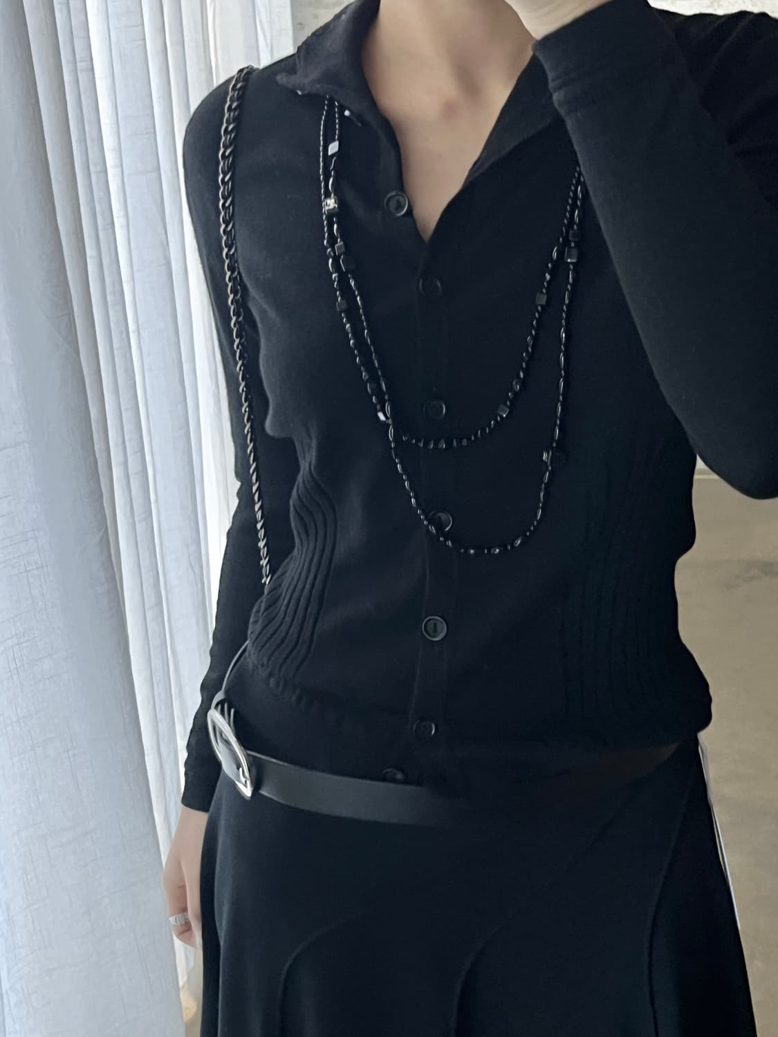 Courreges 꾸레쥬 더블 스트랩 네클리스 블랙 상품이미지2