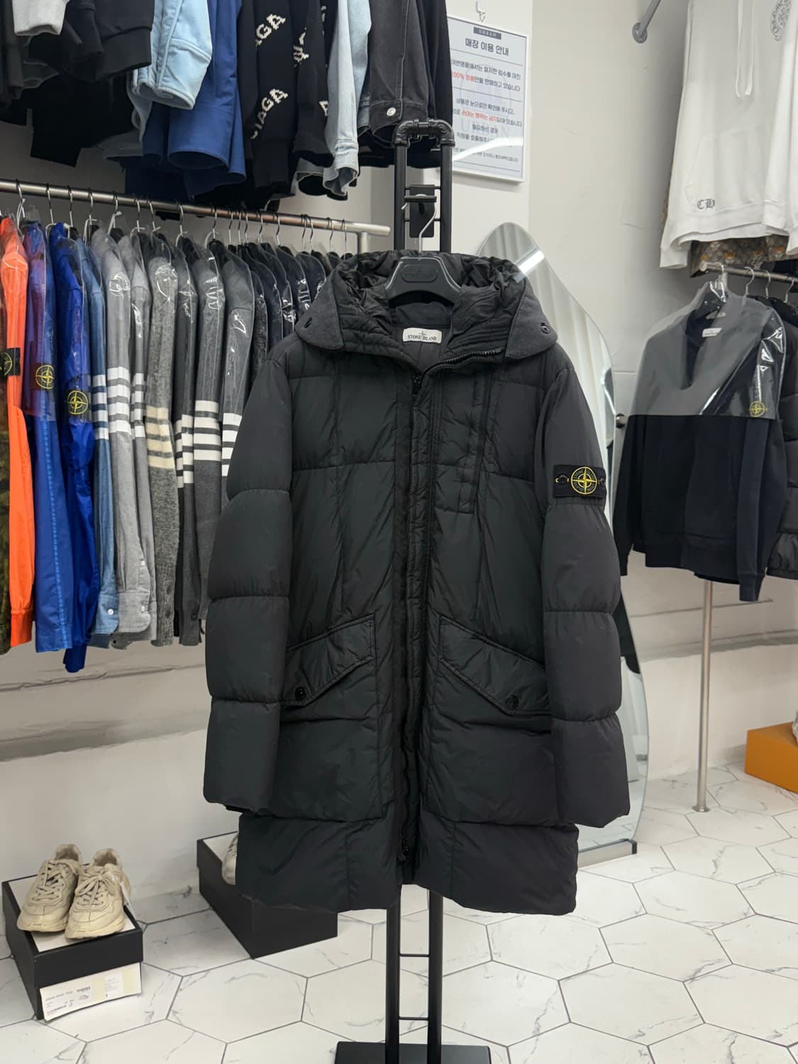 [L] 스톤아일랜드 크링클랩스 후드 롱패딩 상품이미지1