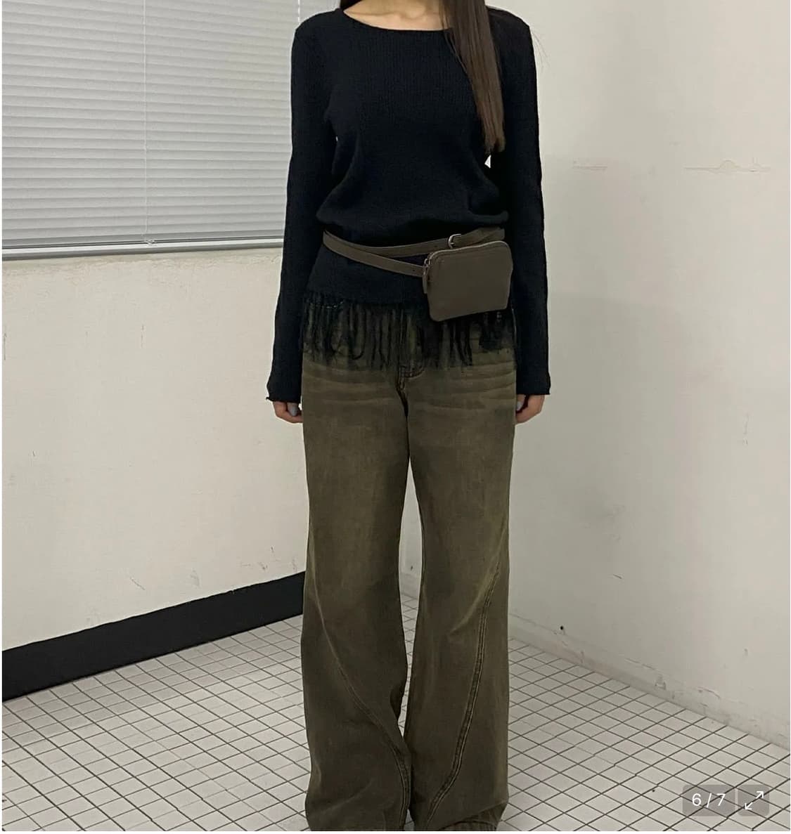 밀로우먼 부클 프린지 롱 슬리브 니트 상품이미지2