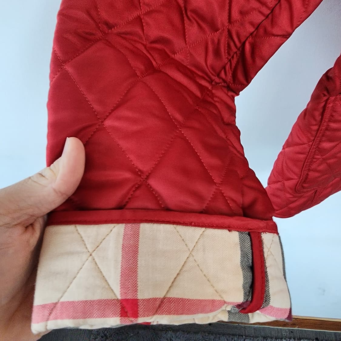 버버리 레드 퀼팅 자켓 상품이미지4