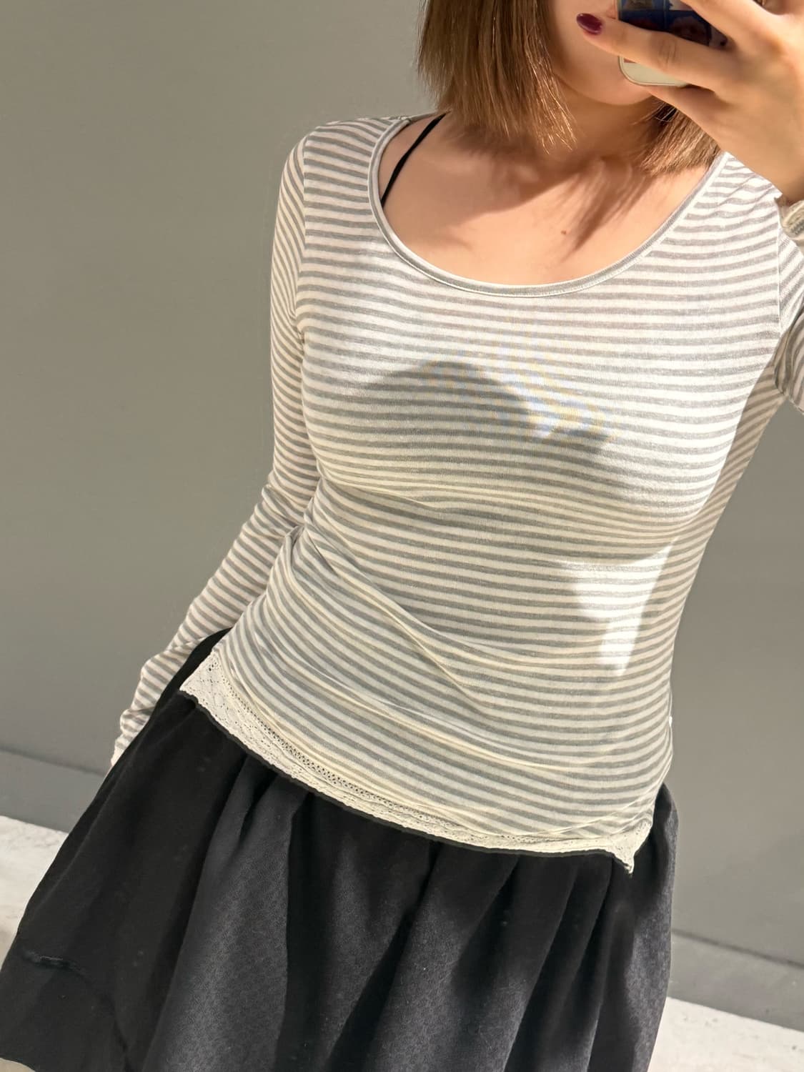 stripe crochet detail long sleeve 상품이미지2