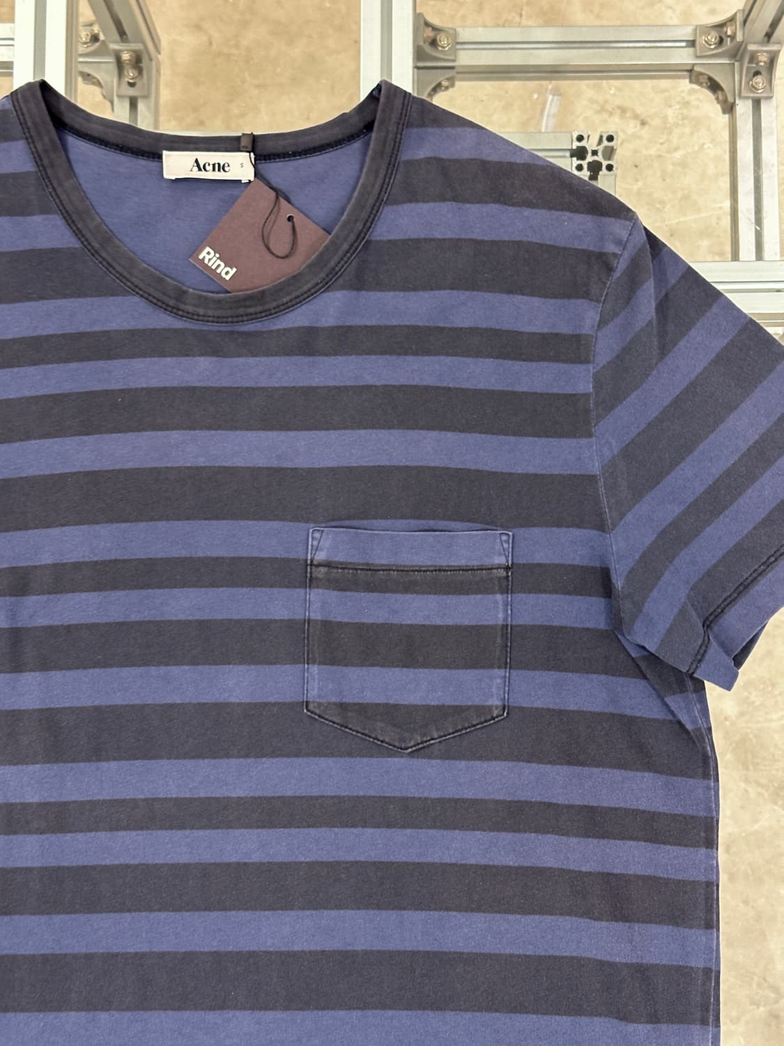 Acne Studios Navy Stripe Pocket T-Shirt 상품이미지1