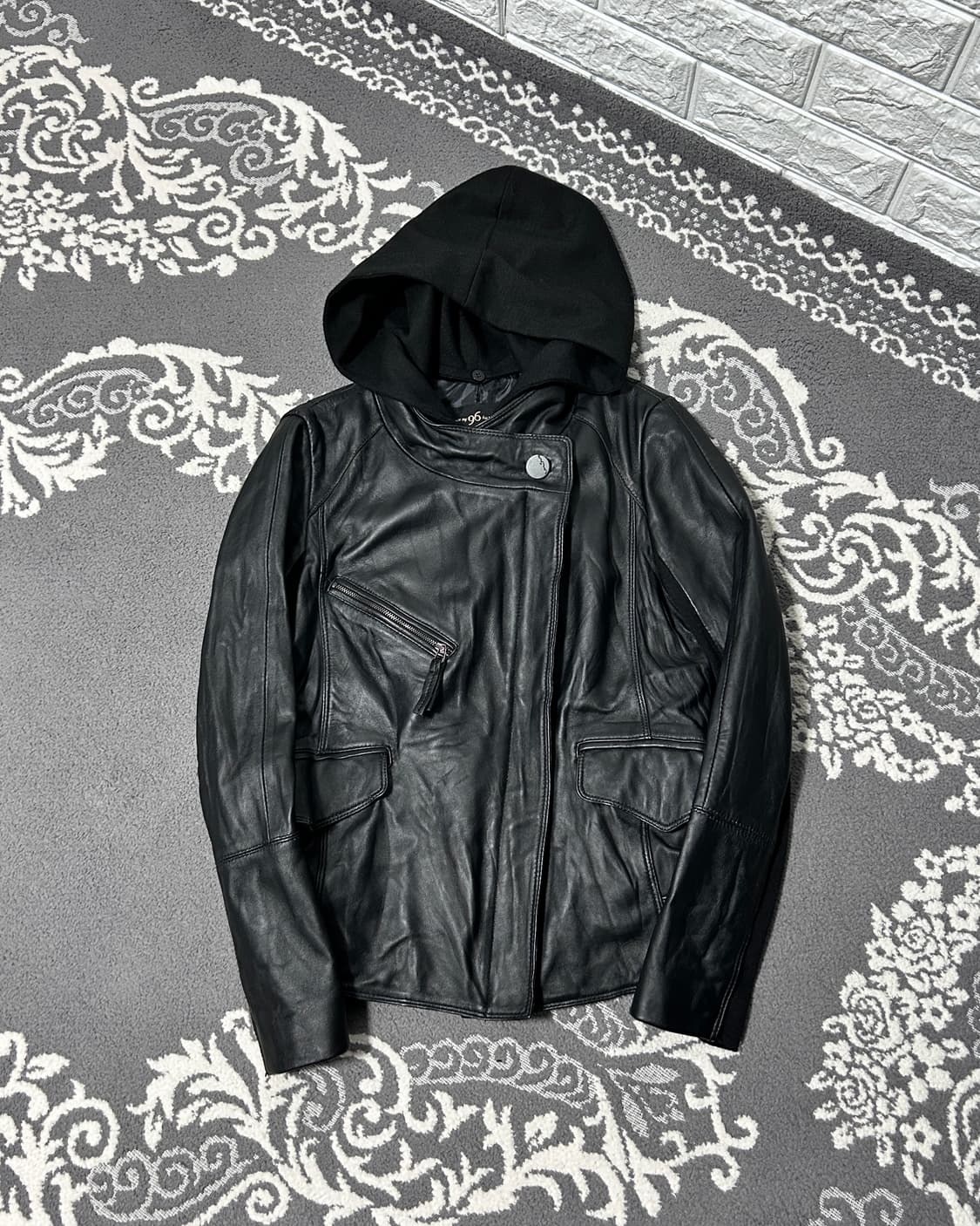 NINESIX Hooded Leather Jacket 상품이미지2