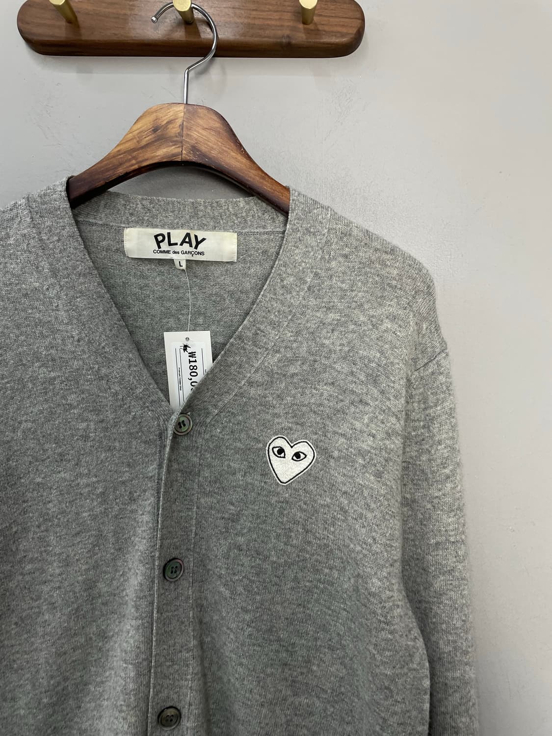 꼼데가르송 화이트 하트와펜 그레이 가디건 H2067 상품이미지3