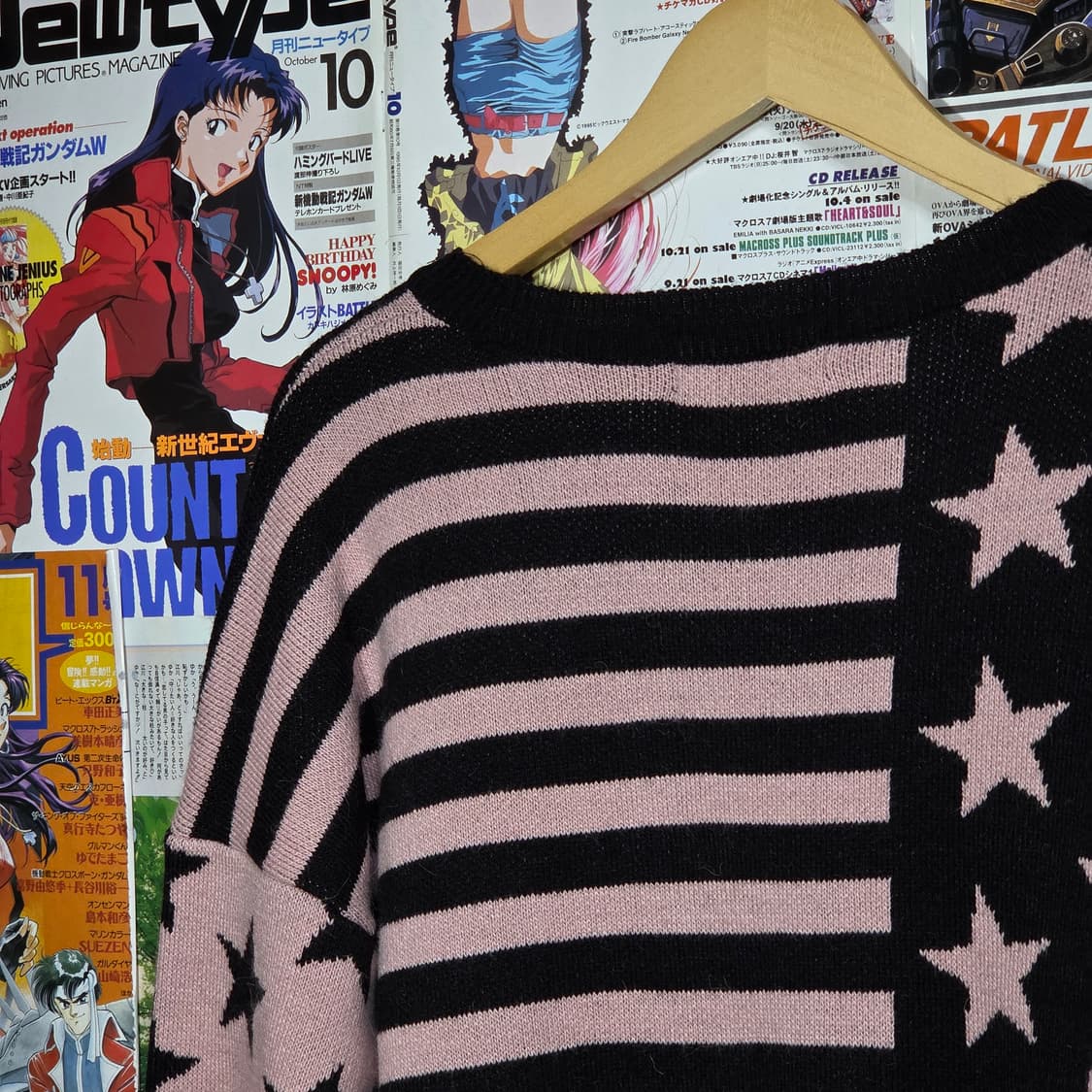 블랙 핑크 성조기 패턴 니트 상품이미지6