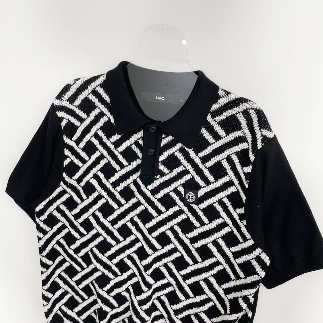 E2 LMC 위빙 패턴 니트 폴로 셔츠 블랙 M사이즈 상품이미지2