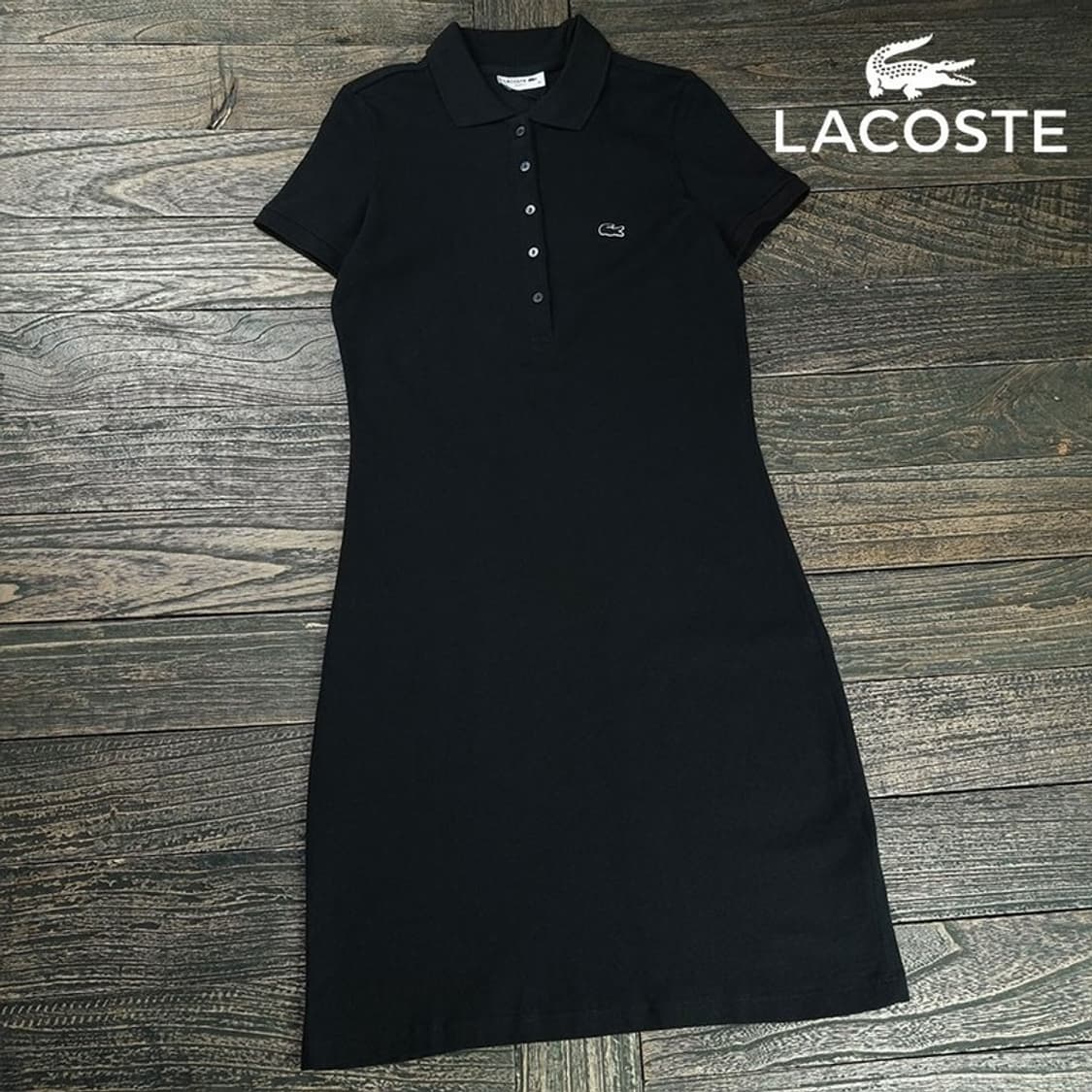 [라코스테](새상품) 로고 패치 반팔 카라 원피스 블랙 M20237 상품이미지1