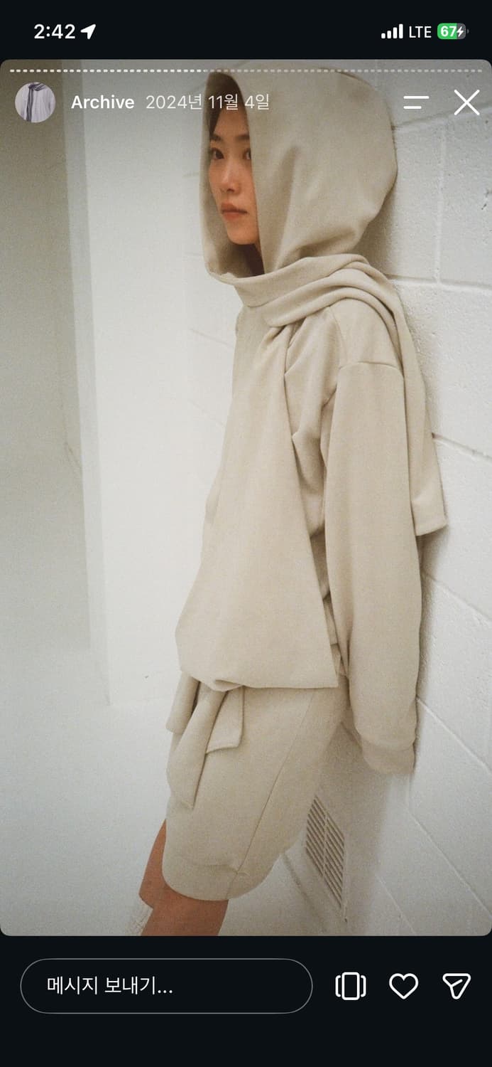 [tiles] muffler hoodie (beige grey) 상품이미지4