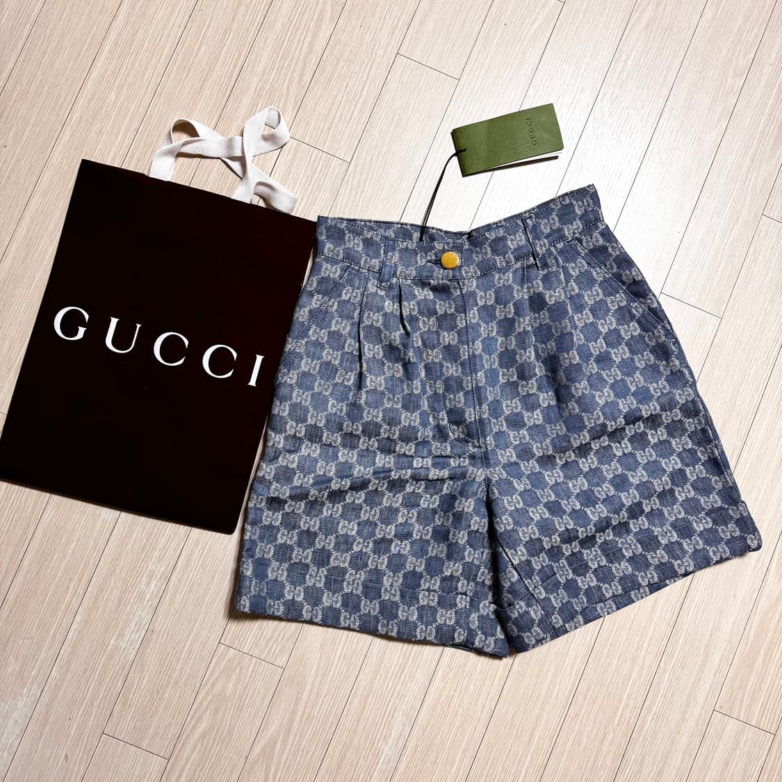 25 텍달린 새상품 정품 구찌 / 정가190만 모노그램 린넨 반바지 쇼츠 상품이미지4